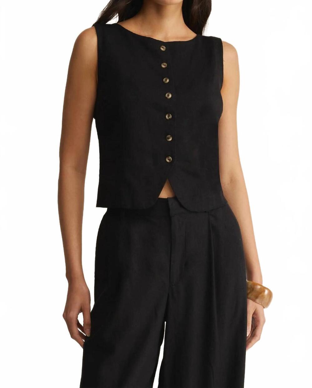 NEW Z SUPPLY roman linen vest in black
